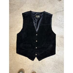 Scully Men’s 3X Black Suede Western Vest – Oklahoma State Seal Buttons